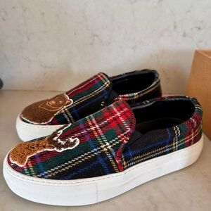 New Italy Plaid Slip-On Women's Sneakers 7.5